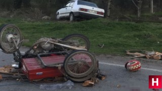 Traktöre çarpan motosiklet sürücüsü kurtarılamadı